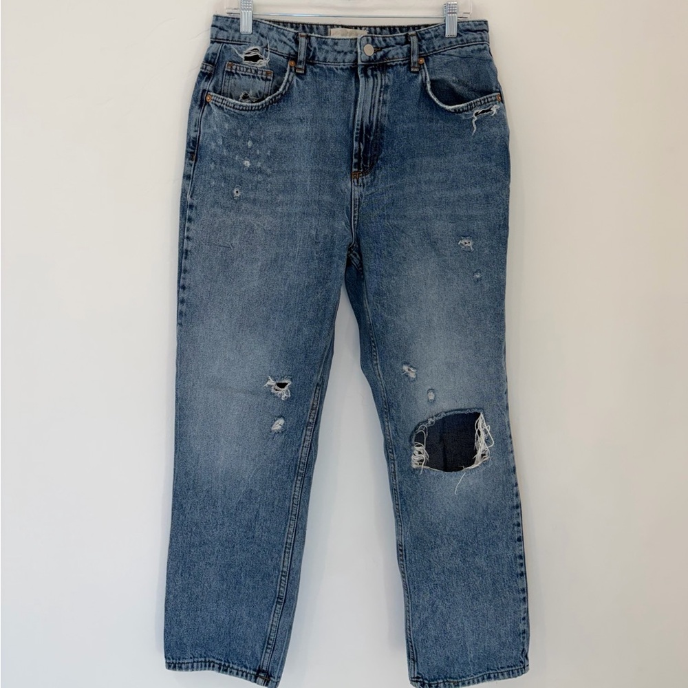 Free People Distressed Straight Leg Jeans Size 30